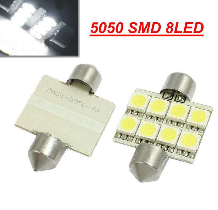 10pcs car 5050 8 smd dashboard led map light dome interior festoon bulb 36mm 