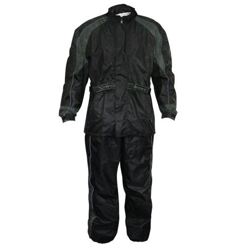 Mens ce approved armored black two-piece rainsuit