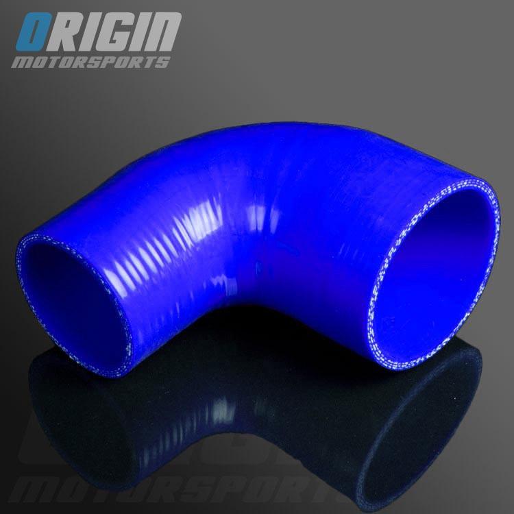 Blu 2.36" to 3" 90 degree turbo silicone elbow hose reducer 3ply id: 60mm - 76mm