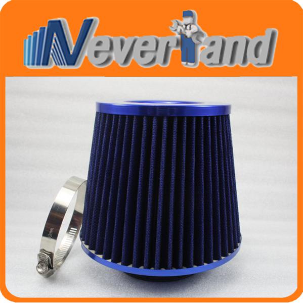 Universal car/truck 3”/75mm high flow air intake kit cone filter blue