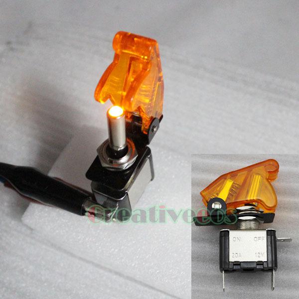 2pcs yellow illuminated switch spst 12v 20a car led light on-off toggle switch 