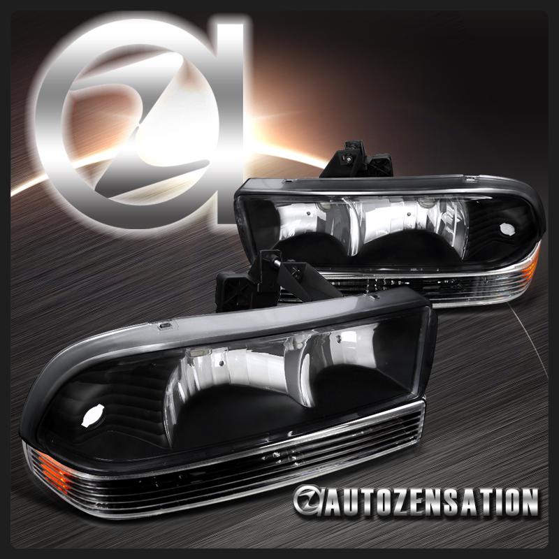 98-04 chevy s10 pickup blazer black headlights+front bumper lights 4pc