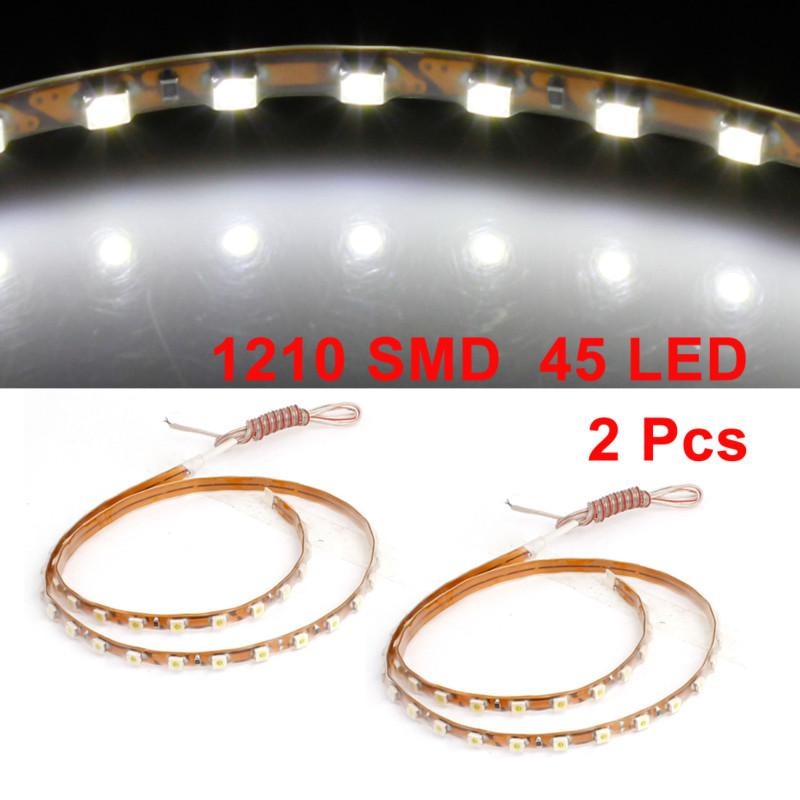 2pcs car white 45 led 3528 1210 smd decorative flexible light lamp strip 45cm