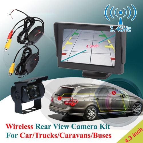 4.3&#034; wireless rear view monitor reverse camera for car / truck / caravan / bus