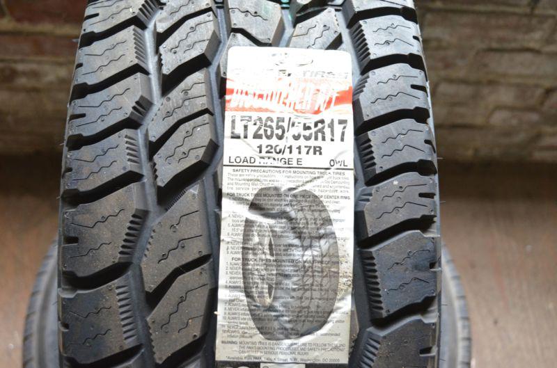 2 new lt 265 65 17 lre 10 ply cooper discoverer a/t3 tires