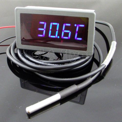 12v dc f/c blue led digital  car temp meter thermometer -55-125°c ds18b20 sensor