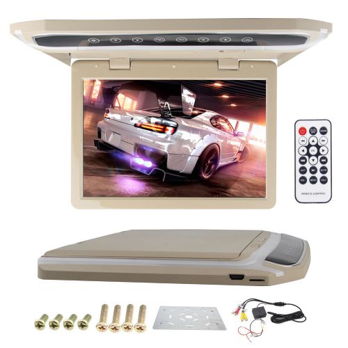 Beige 12.1&#034; lcd hdmi car roof mount flip down overhead monitor  fm/sd/1080p/remo