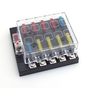 12v 10 way 24v blade fuse box holder &amp; bus bar kit van truck new ato atc car