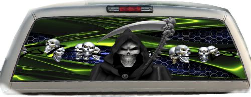 Skull grim reaper (green) #02 rear window graphic tint truck stickers decals