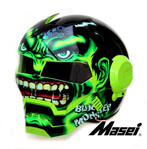 Masei green monster 610 motorcycle harley chopper ruby ogk hjc icon helmet