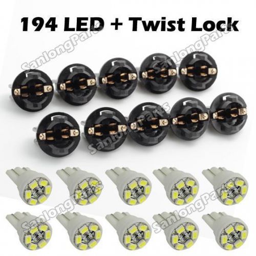 10x white pc194 hole led instrument panel cluster light odometer bulb