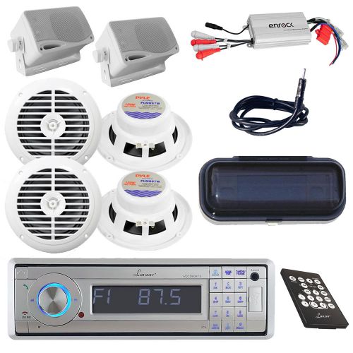 Silver lanzar marine cd aux usb sd radio+ 800w amp,6x white speaker,radio cover