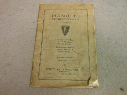 Vintage plymouth instruction book 1936 no reserve