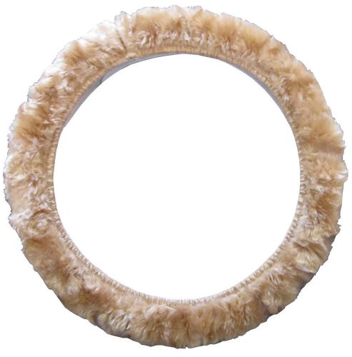 Soft shiny tan faux fur universal steering wheel cover for car truck suv