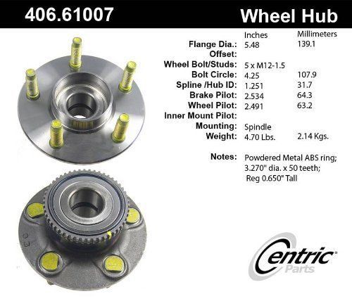 Centric 406.61007 wheel bearing and hub assembly