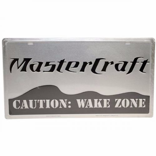 Mastercraft 88551010 silver/black brushed aluminum caution wake zone boat sign