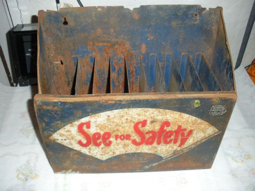 Vintage/antique see for safety blade garage display case/metal cabinet