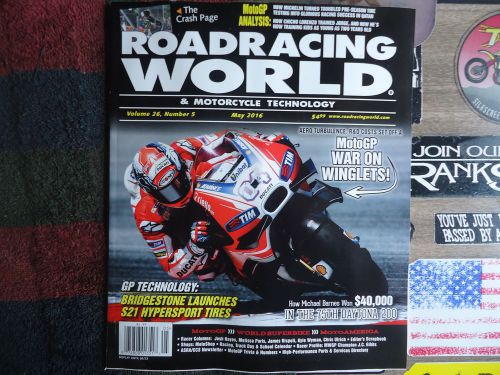 Roadracing world &amp; motorcycle technology may 2016 magazine unread new!!