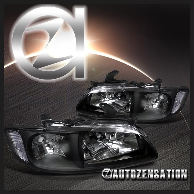 00-03 nissan sentra black diamond clear reflector headlights rh lh