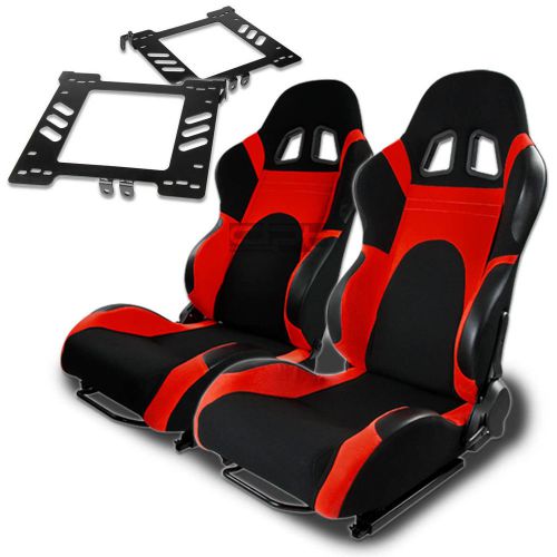 Type-6 racing seat black red woven+silder+for 99-05 golf mk4/jetta bracket x2