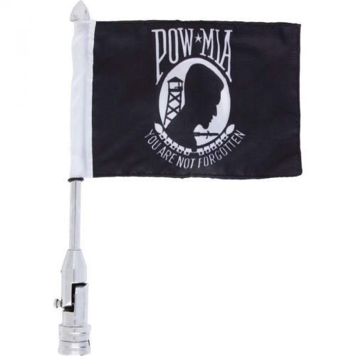 9&#034; x 6&#034; polyest motorcycle pow/mia flag with 13&#034; pole mount - fits all the bikes