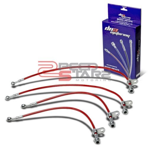 Stainless brake line/hose kit pvc coated for 02-05 honda civic si ep3 k20 red