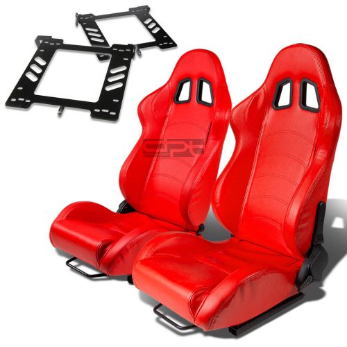 Type-1 racing seat red pvc+silder/rail+for 93-98 golf/gti/jetta mk3 bracket x2