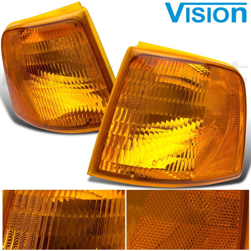 Pair corner lamps signal side marker lights amber lens housing 93-97 ford ranger