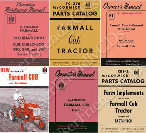 1947-1964 farmall cub tractor operation owners maintenance parts -6- manuals cd