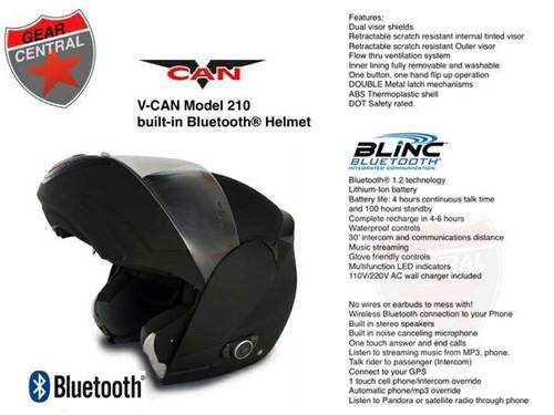 Vcan 210b bluetooth modular motorcycle helmet (m/l)