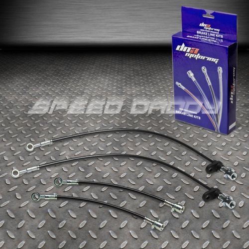 Front+rear stainless steel hose brake line/cable 00-06 celica gts/05-10 tc black