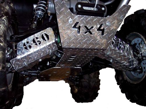 660 grizzly full skid plate set with front and rear a-arm guards skids