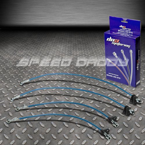 Front+rear stainless steel hose brake line/cable 88-91 honda prelude ba b20 blue