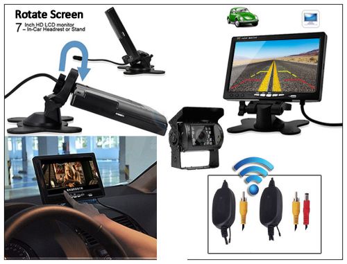 For truck 7&#034; lcd monitor + wireless backup camera rear view system night vision