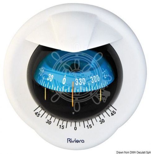 Riviera pegasus boat marine compass 4&#034; 100mm white/blue with cover