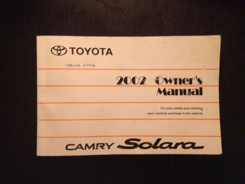 2002 toyota camry solara owner&#039;s manual