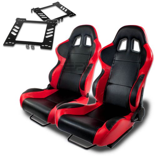 T-4 racing seat black red pvc+silder/rail+for 99-05 vw golf mk4/jetta bracket x2