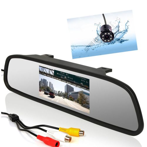 Car rearview mirror 4.3&#034; lcd screen monitor+18.5mm infrared night vision camera