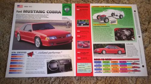 1993 mustang cobra original imp brochure specs info hot cars brochure