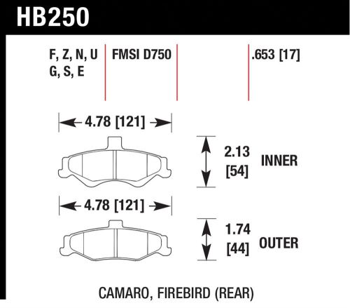 Hawk performance hb250z.653 disc brake pad fits 98-02 camaro firebird