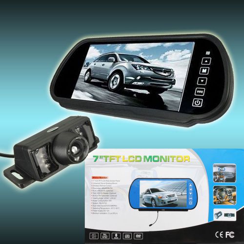 Ir coms car rear view parking system backup camera + 7&#034; tft lcd monitor mirror