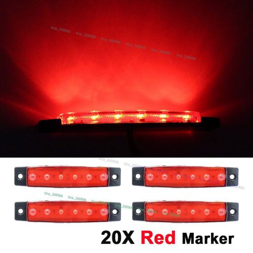 20x 12v dc 6 led red side marker indicator lamp for truck lorry trailer bus 4wd