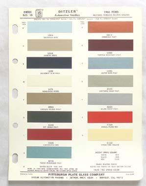 1966 ford  ppg  color paint chip chart all models original mustang