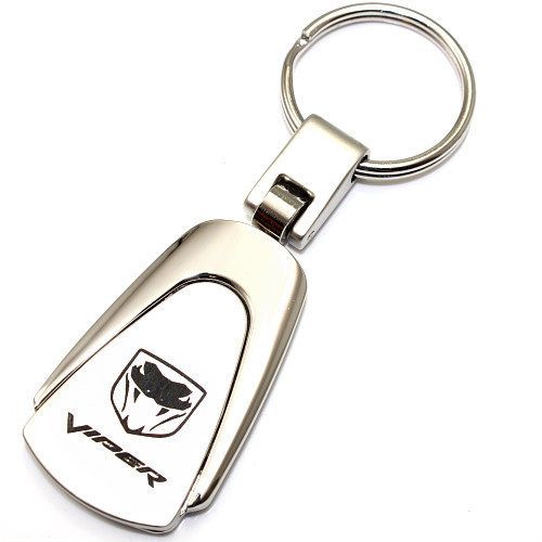 Genuine dodge viper logo metal chrome tear drop key chain ring fob