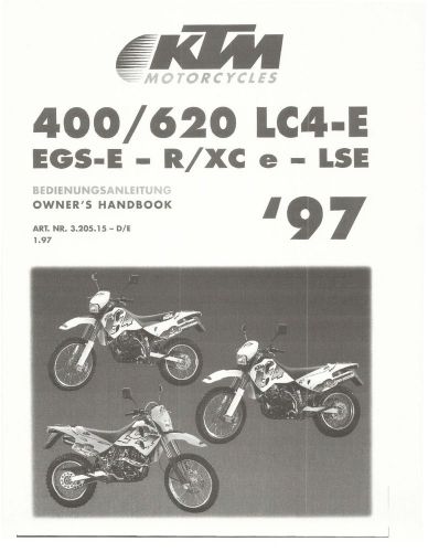 Ktm owners manual book 1997 400 lc4-e &amp; 620 lc4·e / egs·e - r &amp; xc e - lse