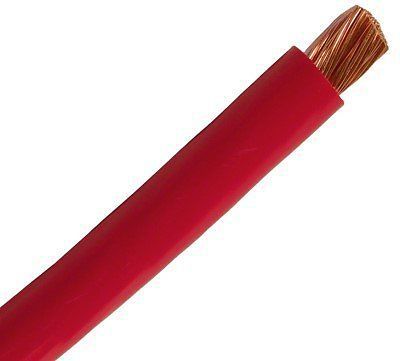 Bulk battery cable--no ends--4 gauge red--50 foot spool rope strand copper