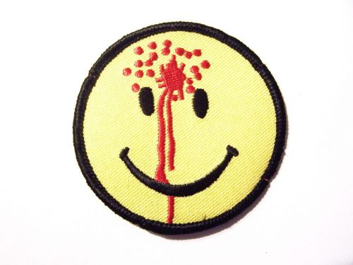 #0450 motorcycle vest patch happy face / bullet hole