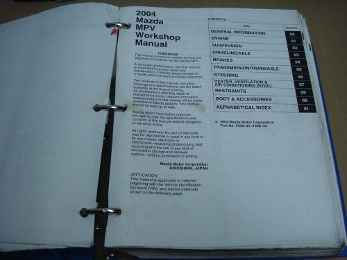 2004 mazda mpv workshop manual