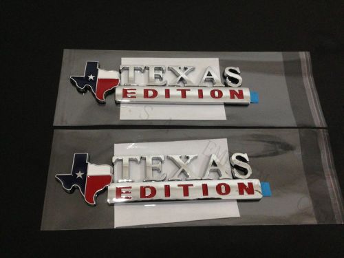 Chrome red texas edition emblem longhorn state flag premium logo - pair