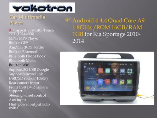 &#034;yokotron&#034; 9&#034; tft android 4.4 car radio autoradio for kia sportage 2008-2014 gps